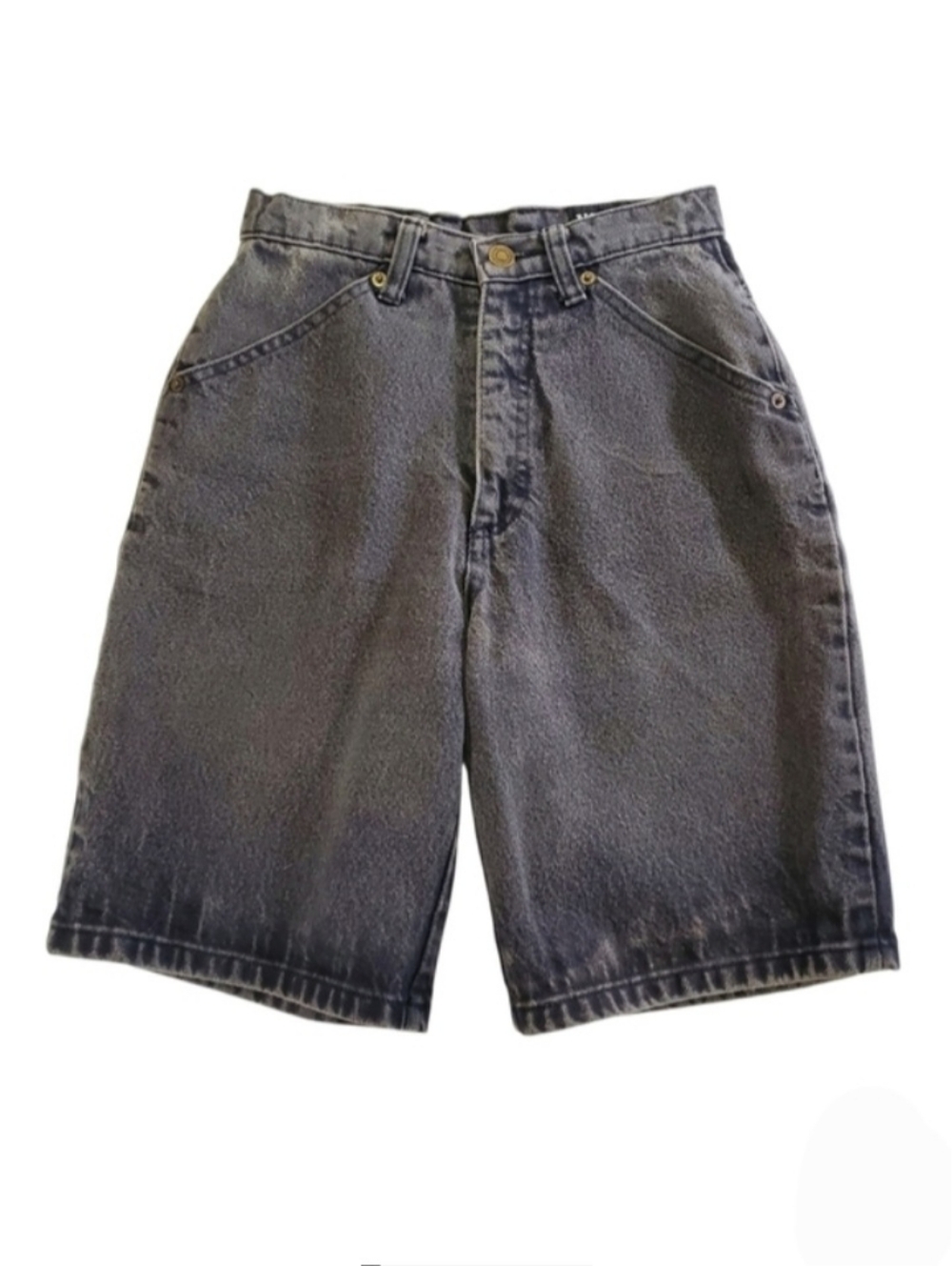 2571 * Not Guilty Vintage Acid Wash Denim Shorts Black Talon 42 Zip Size Unknown
